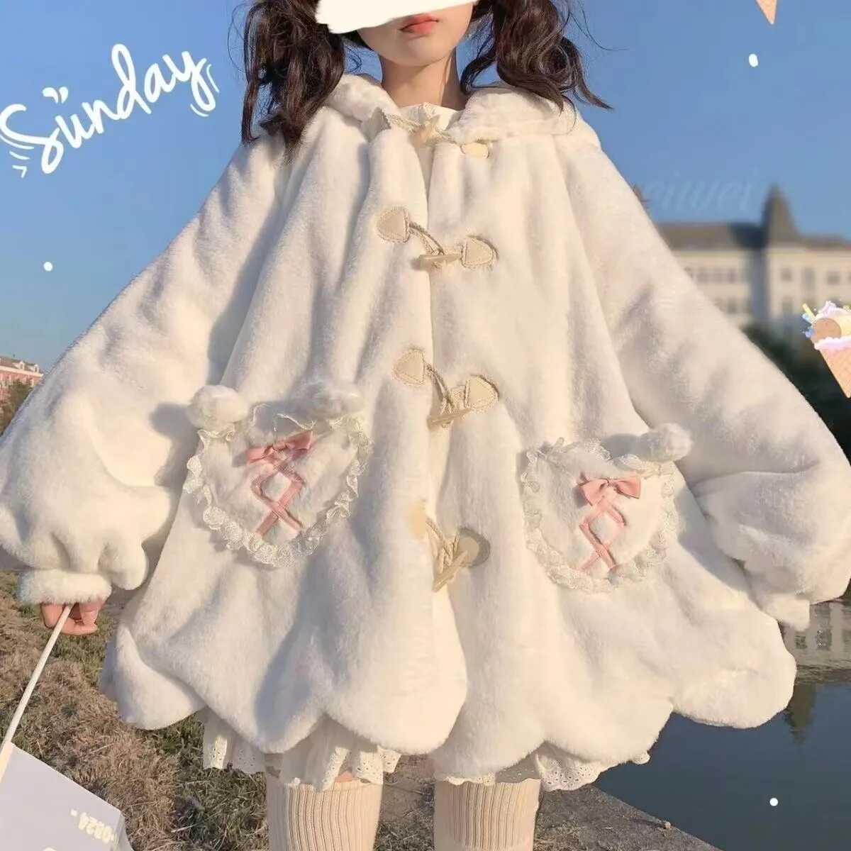 加厚连帽冬季保暖毛绒外套软妹