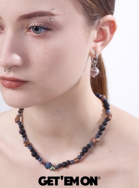 ONBrand原创高级感暗黑小众情侣水晶原石嘻哈男女美式锁骨项链