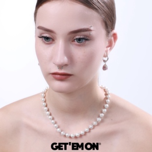 ONBrand原创高级感小众情侣珍珠Rocky嘻哈男女串珠美式 锁骨项链