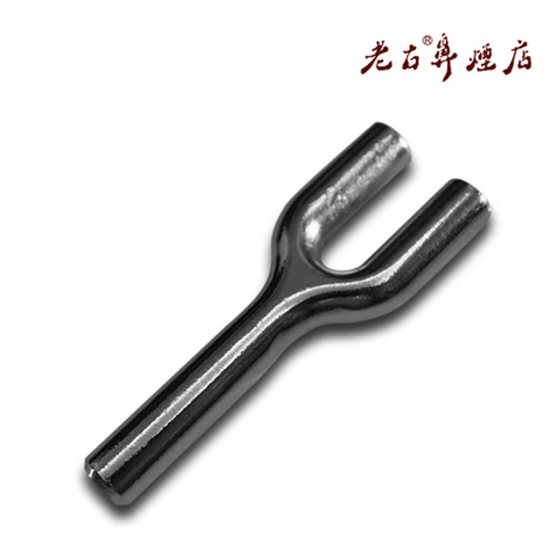 双头鼻烟吸管 锌合金银色金属电镀 两个鼻子一起吸 现代鼻烟工具#