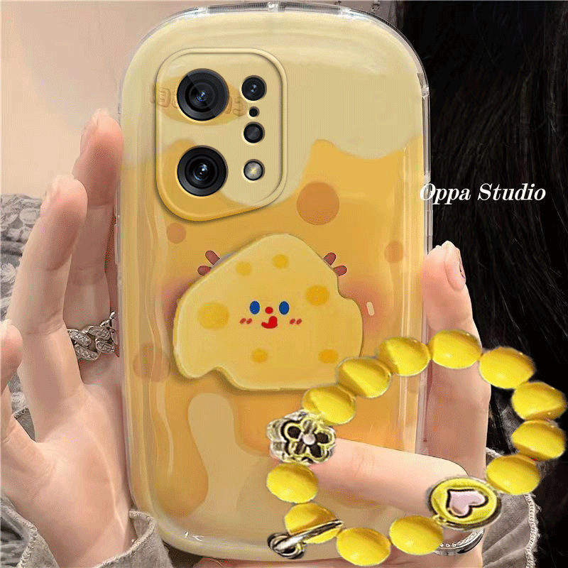 oppofindx5/x5pro手机壳可爱黄色奶酪卡通适x5/x5pro用新款防摔硅胶软女创意全包气垫保护套