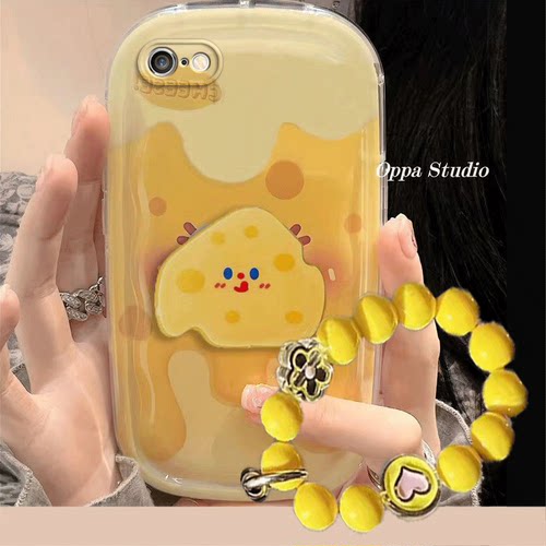 苹果6/6s手机壳iPhone 6plus/6splus可爱7/8黄色奶酪7plus/8plus卡通适用新款防摔硅胶软女全包气垫保护套