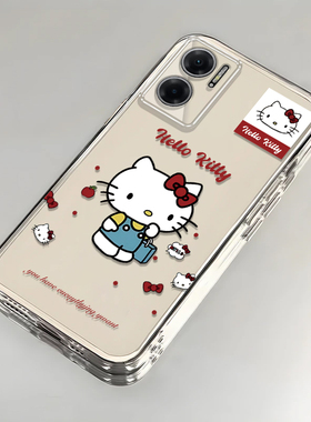 卡通kt猫红米Note11E壳透明22041219C全包防摔男女可爱套外壳