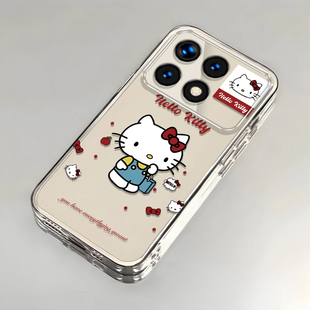 卡通kt猫红米K70E壳透明2311DRK48C全包防摔软男女可爱套外壳