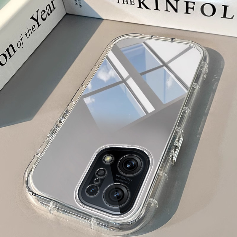 OPPO Findx5手机壳Findx3透明Findx6新Findx7镜面泡芙Findx8气囊PRO男女款高级潮全包防摔硅胶软OPPOFindx5