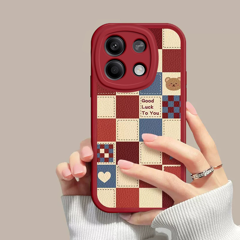 红米note13rpro/13/13pro手机壳硅胶新款高档卡通note13rpro/13/13pro可爱全包套保护套软格子熊