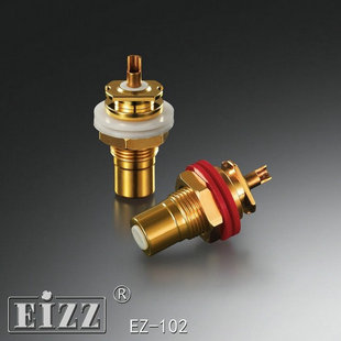 莲花插座EZ 102 磷青铜镀金RCA信号音频插头 EIZZ精品RCA信号插座