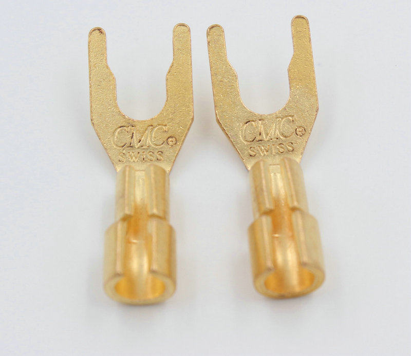 CMC 6005紫铜镀金Y插 Y型插头音箱线插头U形插喇叭插