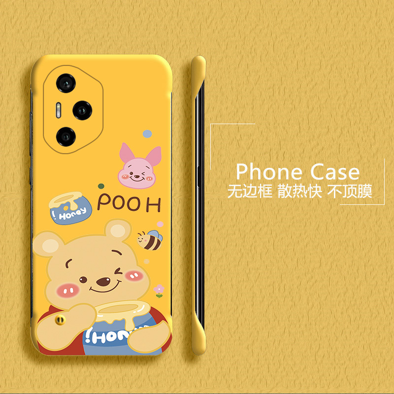 维尼熊适用华为荣耀90手机壳400无边框80se散热300新款80gt半包70pro+超薄60se硬50防摔100保护200套GT男女
