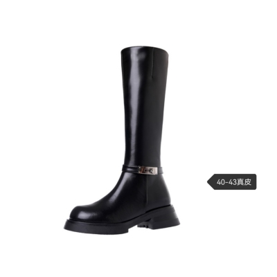 大码骑士靴秋冬真皮大筒围女靴
