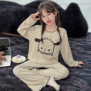 女童睡衣春秋季莫代尔长袖儿童套装秋天卡通可爱大童小女孩家居服