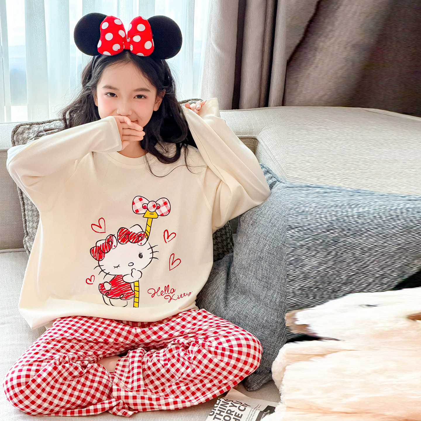 女童睡衣春秋季纯棉26马年新款女孩本命年粉色儿童长袖家居服套装,童装/婴儿装/亲子装,家居服套装,淘宝优惠券,粉丝福利购,淘宝优惠卷