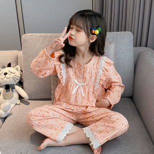 儿童睡衣女童春秋2025新款春天纯棉长袖套装小女孩大童春装家居服