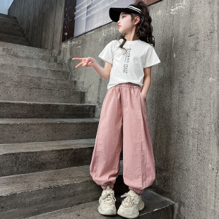女童装套装夏款2026新款洋气儿童网红运动时髦夏季大童工装裤夏装