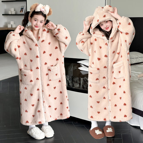 女童睡衣秋冬季2025新款加绒加厚