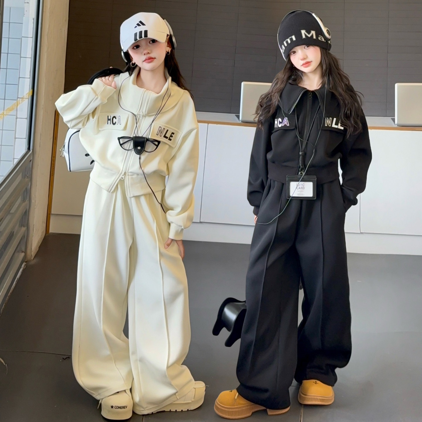 女童春秋套装2026新款女孩春秋潮酷时髦针织卫衣阔腿裤休闲两件套,童装/婴儿装/亲子装,套装,淘宝优惠券,粉丝福利购,淘宝优惠卷