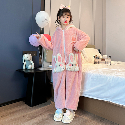 女童连体睡衣珊瑚绒儿童家居服