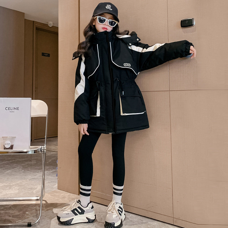 女童棉服中大童加绒派克服新款韩版加厚棉衣保暖夹棉童装棉袄外套