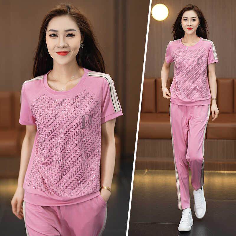 网红休闲运动套装女2026夏季新款洋气减龄短袖卫衣运动服两件套潮