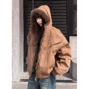 网图 冬季连帽棉衣外套男加厚保暖宽松棉服痞帅棉袄m6058 p125图片