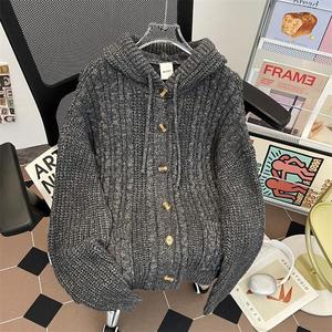 美式复古牛角扣连帽针织衫男春季潮牌宽松休闲毛衣外套my418 p55，男装针织衫/毛衣，星座204-3