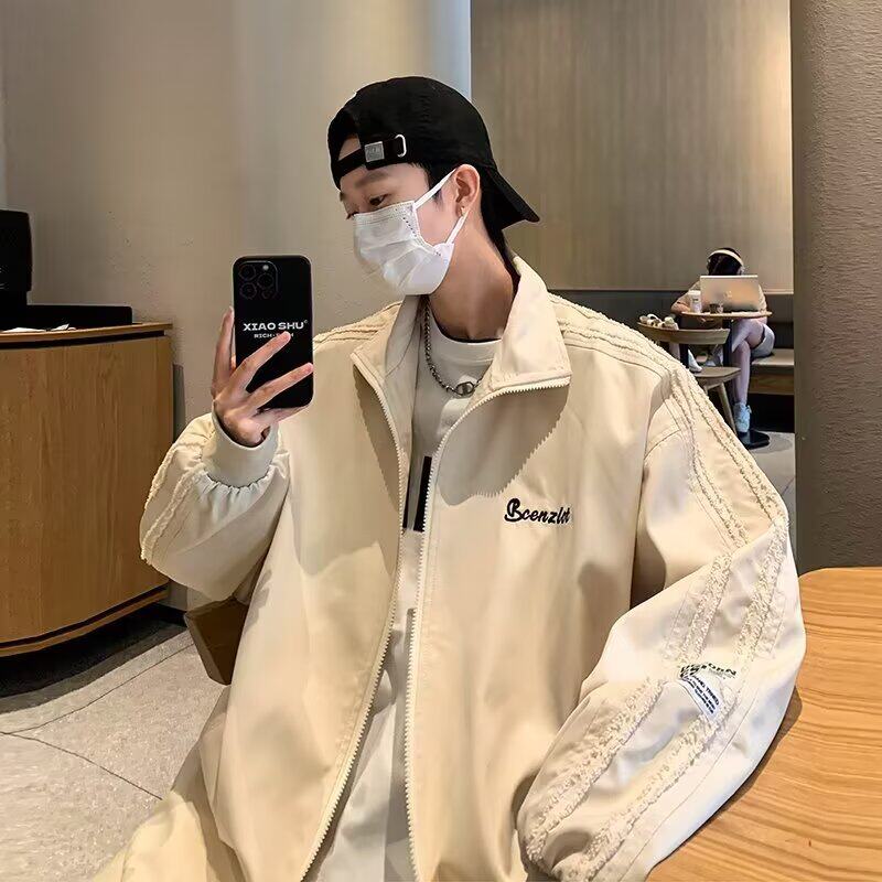 美式复古立领男春季薄款外套宽松休闲夹克jk195p35，男装夹克，星座204-3