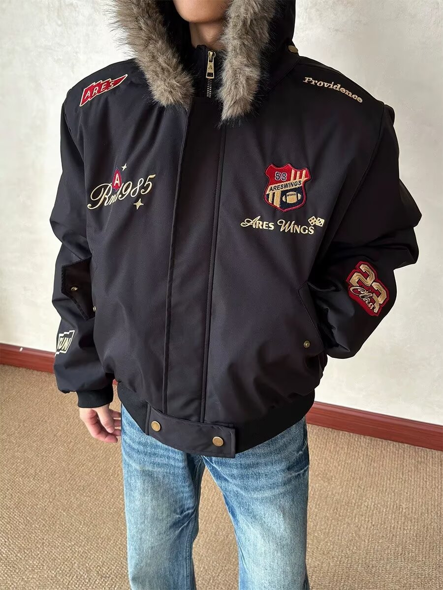 网图美式毛领连帽棉服男女冬季加厚保暖棉衣外套棉袄m658p95,男装棉衣,星座204-3
