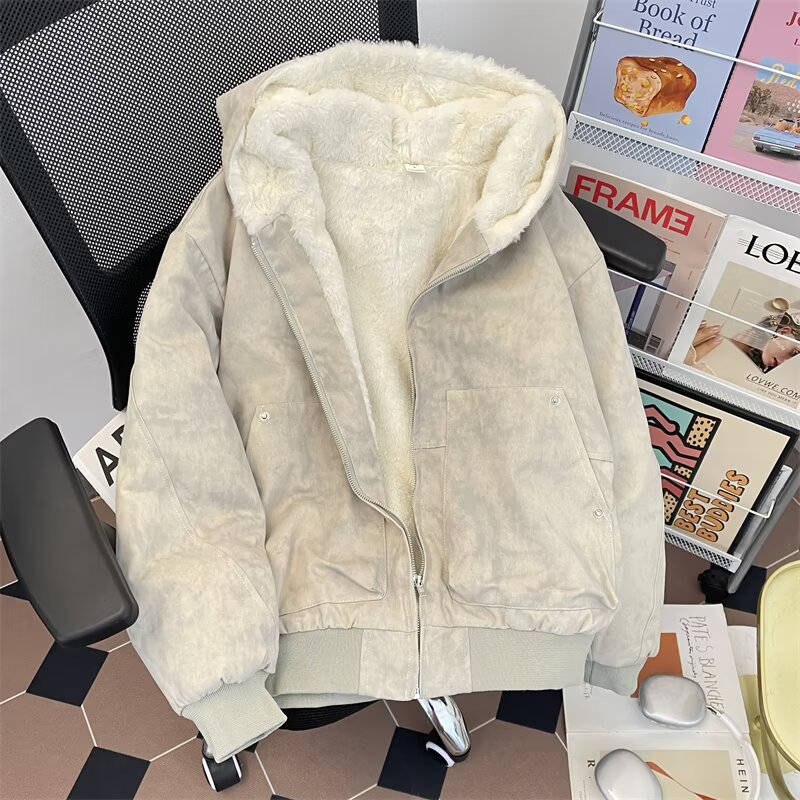 高品水洗棉兔毛绒内里棉衣简约气质保暖文艺慵懒百搭棉服m95p110,男装棉衣,星座204-3