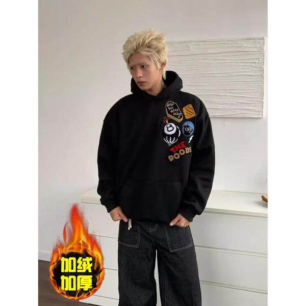 网图冬季卫衣男加绒加厚保暖长袖t恤连帽开衫打底衫hw012p55，男装T恤，星座204-3