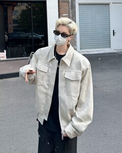 美式复古翻领工装做脏PU皮夹克男春季潮牌宽松休闲外套py9330 p78图片