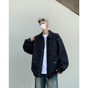 美式复古褶皱牛仔外套男春季潮牌宽松休闲夹克上衣jk168 p67图片