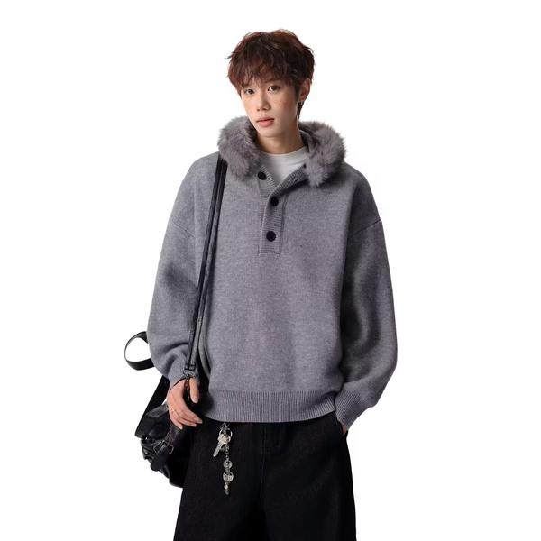 冬季连帽毛衣男加绒加厚保暖针织衫潮牌痞帅毛领毛衣my5829p72，男装针织衫/毛衣，星座204-3