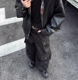 美式复古pu皮衣男春季潮牌宽松休闲两面穿皮外套py8565p75，男装皮衣，星座204-3