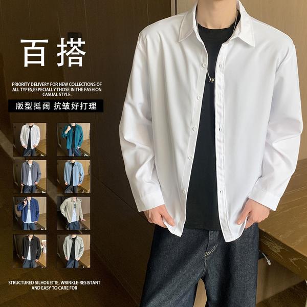 8色春季长袖衬衫男韩版潮流宽松休闲衬衣外套c05p35,男装衬衫,星座204-3