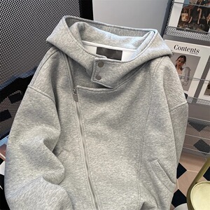 现货高街拉链连帽卫衣男女秋季设计感潮牌夹克外套上衣w63 p60图片