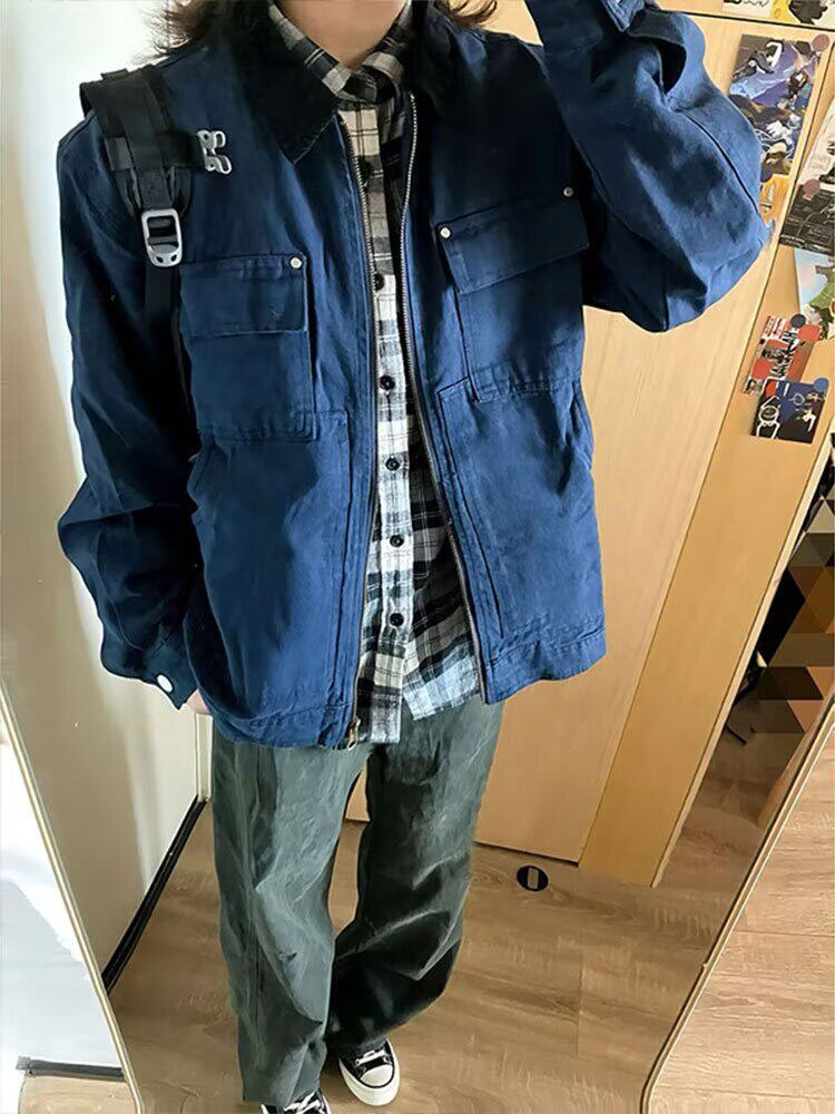美式水洗工装夹克外套男春季复古撞色翻领飞行外套jk7707p65,男装夹克,星座204-3