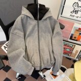 美式复古假两件立领男女休闲百搭连帽拉链外套ny9345p80，女装短外套，星座204-3