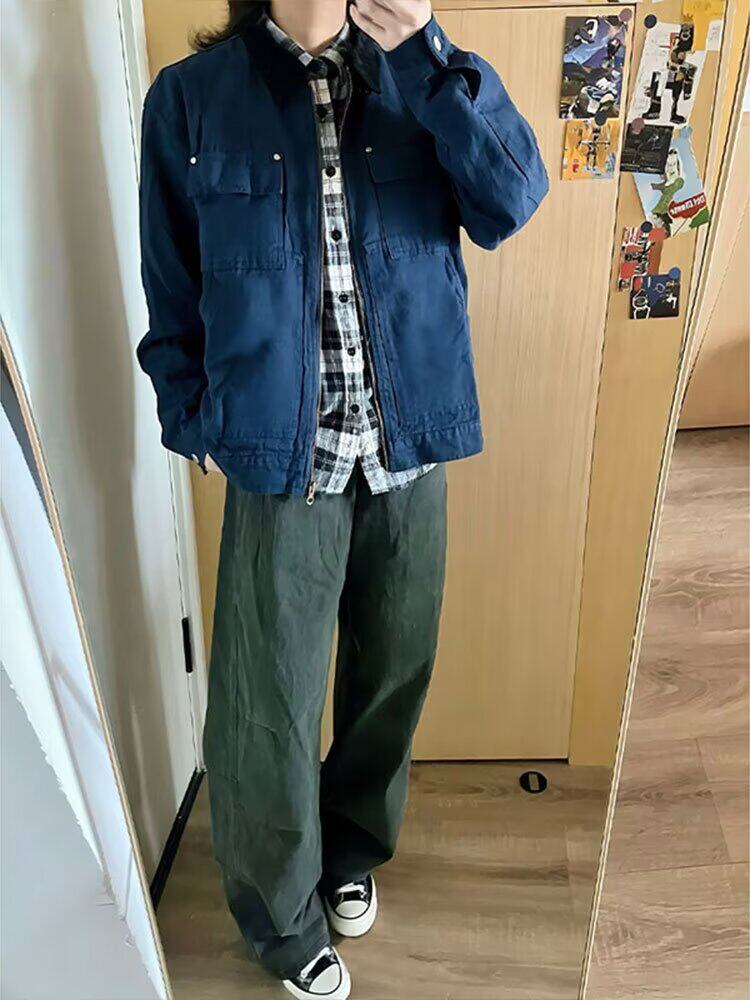 美式水洗工装夹克外套男春季复古撞色翻领飞行外套jk7707p65,男装夹克,星座204-3