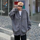 美式金属扣开衫毛衣男秋冬潮牌宽松慵懒风针织衫外套my322p60，男装针织衫/毛衣，星座204-3