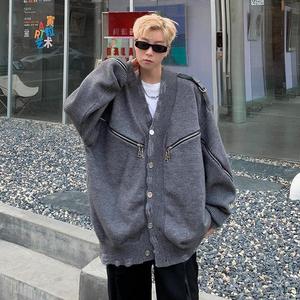 美式金属扣开衫毛衣男秋冬潮牌宽松慵懒风针织衫外套my322 p60，男装针织衫/毛衣，星座204-3