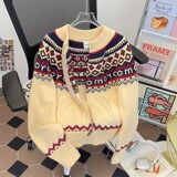 高品费尔岛拉链慵懒风毛衣女秋冬季复古针织开衫上衣my416p65，男装针织衫/毛衣，星座204-3