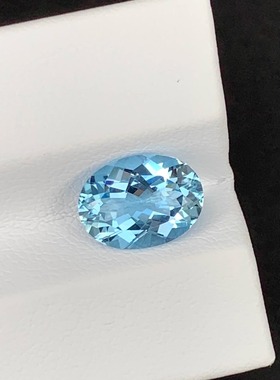 圣玛利亚天然海蓝宝全净体椭圆形 颜色超好火彩璀璨支持18K金镶嵌