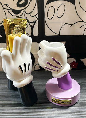 米奇发财手金币开业送礼礼盒装花束花瓶配套米奇手收纳积木玫瑰花