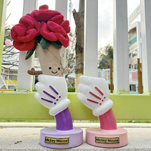 荧光棒收纳JAY米奇手握花瓶应援棒花束配套升级积木玫瑰花10328