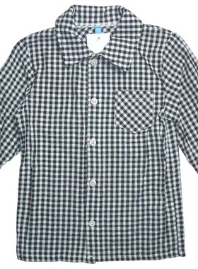 乐天BABY*3-4岁黑白格子全棉梭织长袖衬衫衬衣33884