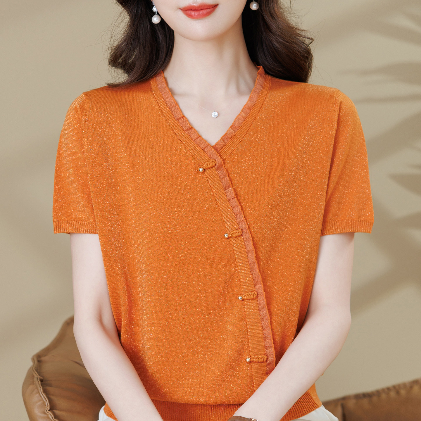 鄂尔多斯市中年妈妈夏装短袖2026新款夏季上衣女士冰丝薄t恤半袖
