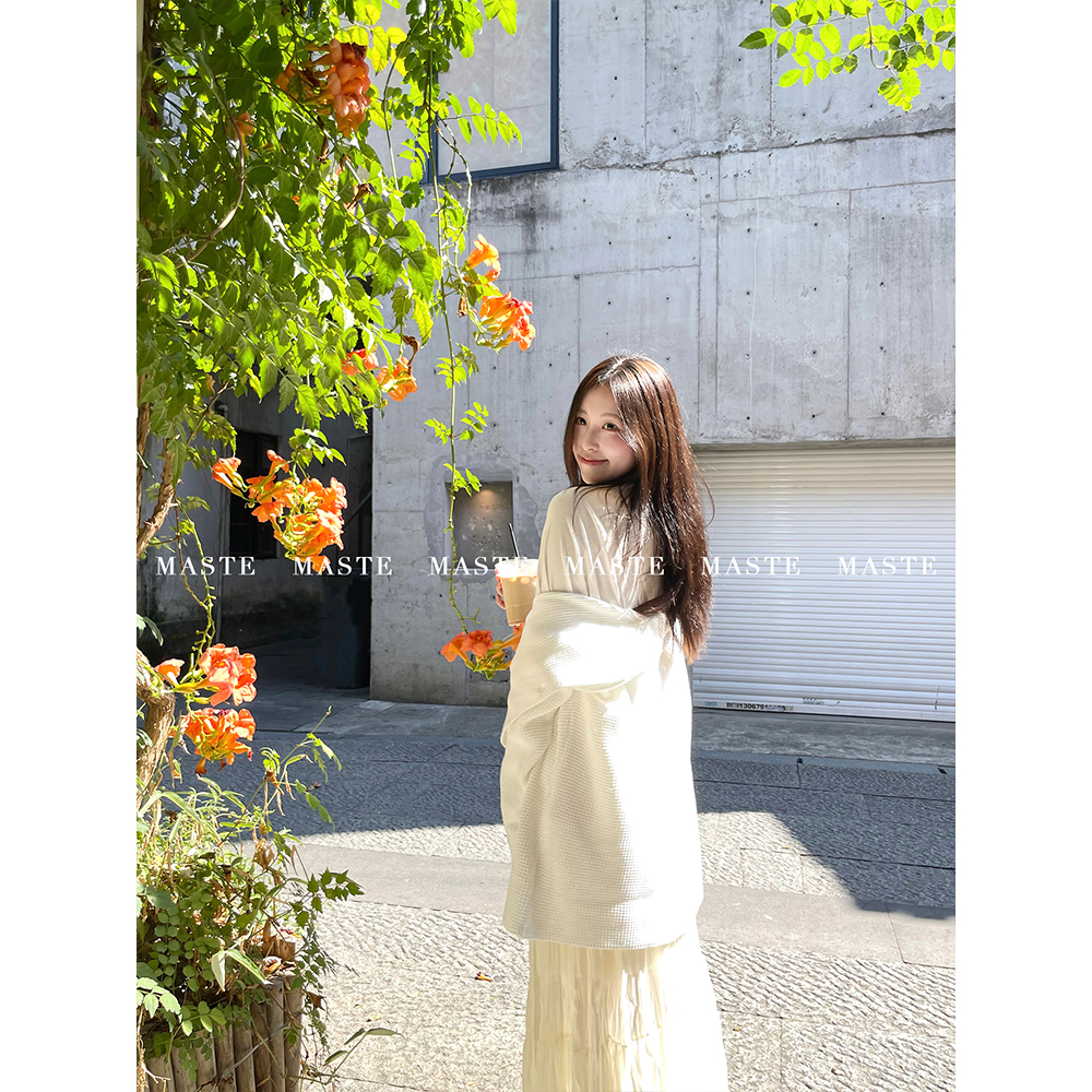 MASTE 松弛哲学 华夫针织老钱开衫 宽松慵懒勾针设计感长袖外套