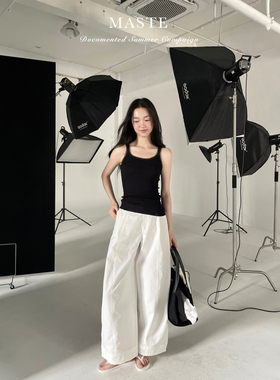MASTE 长期主义 白色“balloon Pant”廓形感长裤
