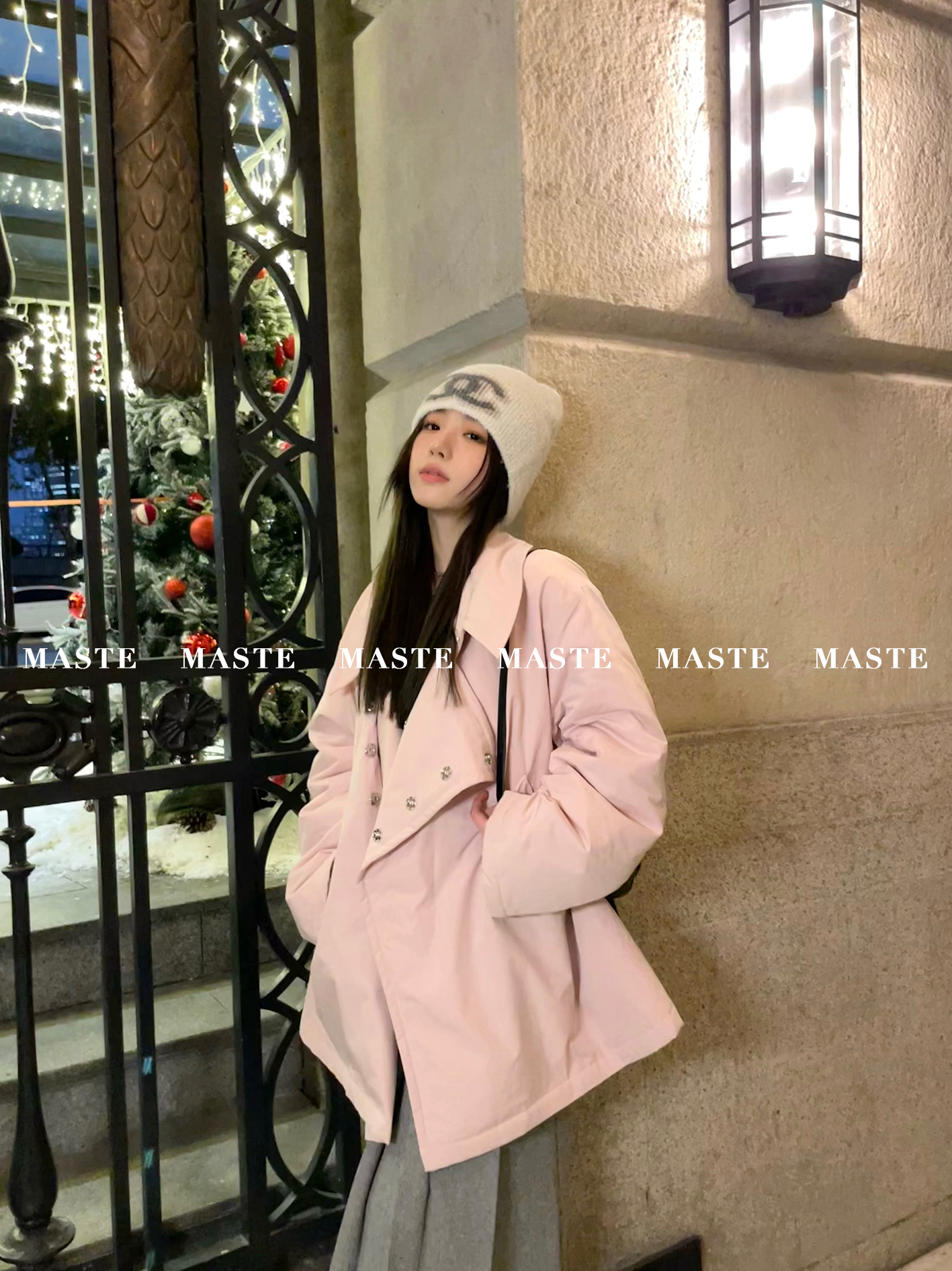 maste 偷心玫瑰 小众设计感棉服外套22冬款女高级小个子遮肉上衣