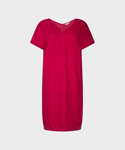 Sandwich三文治样衣 女装复古印花棉拼接麻V领连衣裙慵懒风中长裙